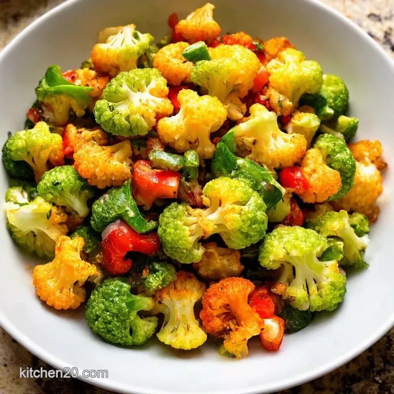 Rainbow Roasted Cauliflower Salad with LemonHerb Vinaigrette presentation