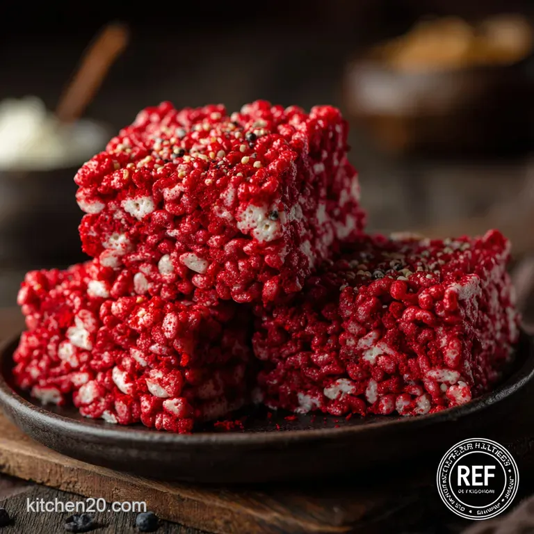Red Velvet Raw Meat Rice Krispies Treats: the Butchers Bargain presentation