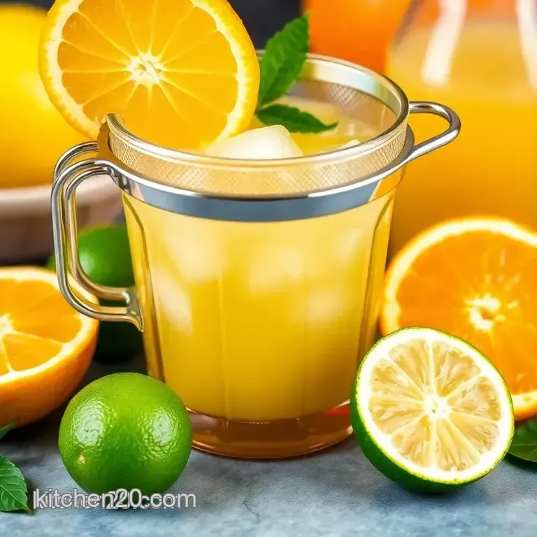 Refreshing Citrus Juice with Homemade Juice Strainer presentation