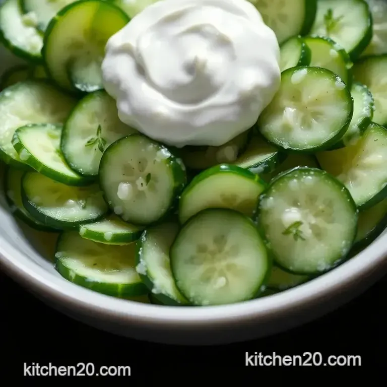 Refreshingly Creamy Cucumber Salad with Sour Cream presentation