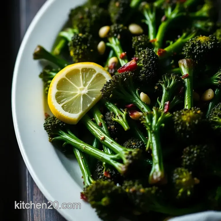 Roasted Broccolini with Garlic Lemon and Chili Flakes presentation
