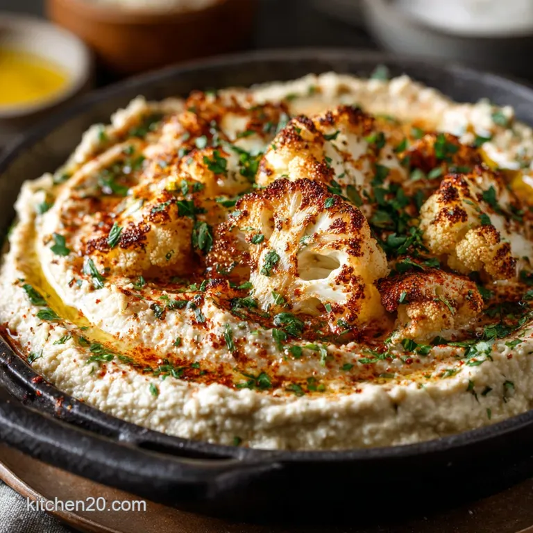 The Mediterranean Mirage Keto Paleo Roasted Cauliflower Hummus presentation