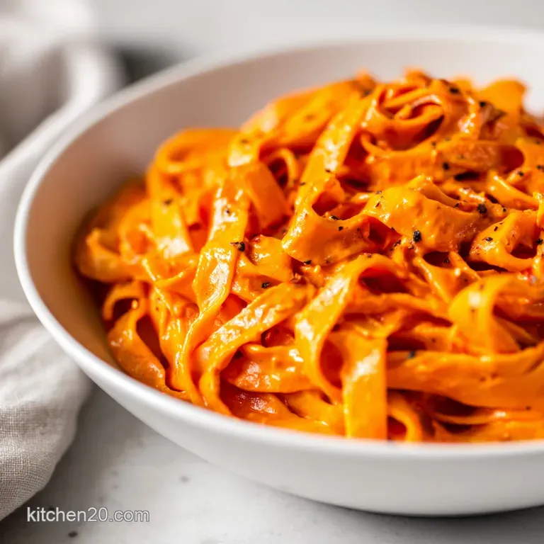 Roasted Garlic and Red Pepper Fettucine: Silky and Rich