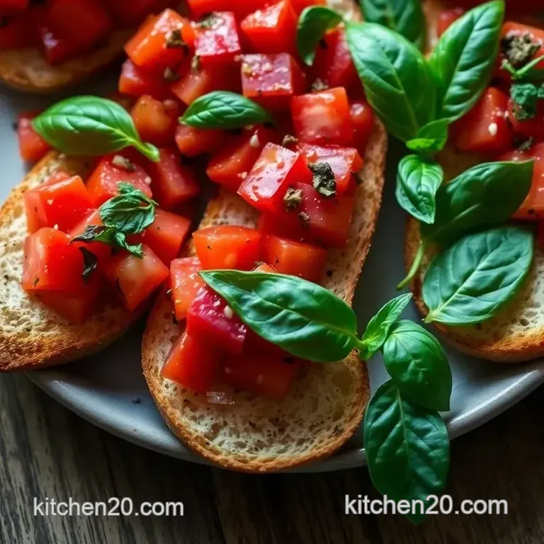 Rustic Tomato Basil Bruschetta presentation