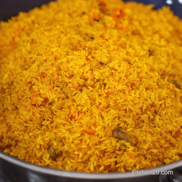 Saffron Apricot Lamb Biryani presentation