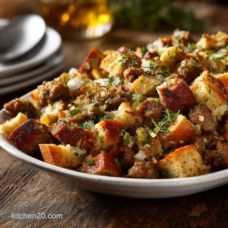 Sausage Herb Stuffing: the Golden Standard Savoury Sage and Onion Classic presentation