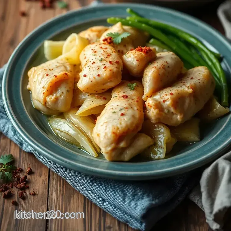 Delicious Saut&eacute;ed Chicken with Cabbage & Spices presentation