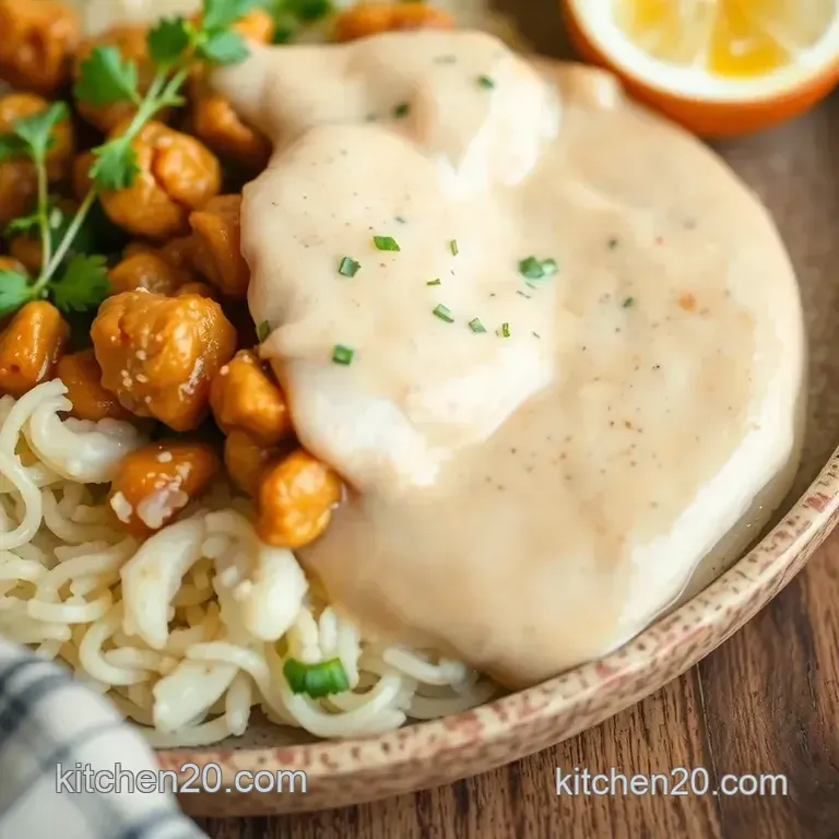 Saut&eacute;ed Chicken with Creamy Peanut Sauce presentation