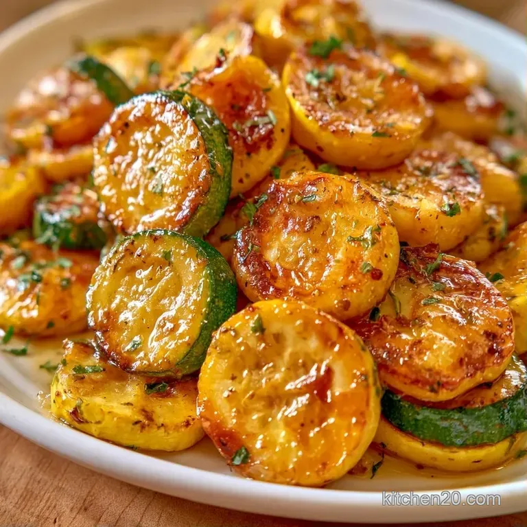 Vibrant green and yellow squash slices neatly arranged in a white ceramic bowl, garnished with cracked black pepper.