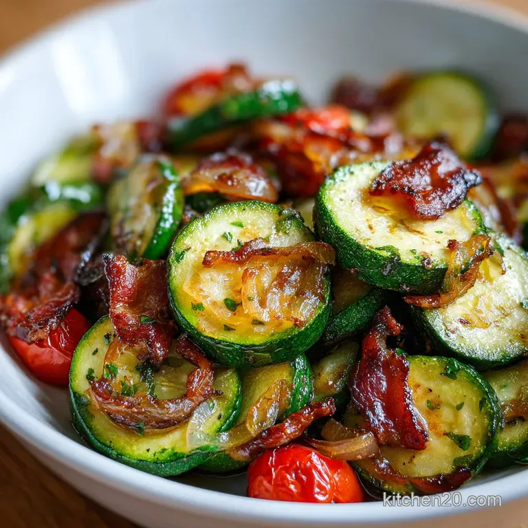 Saut&eacute;ed Zucchini with Bacon and Sun-Dried Tomatoes