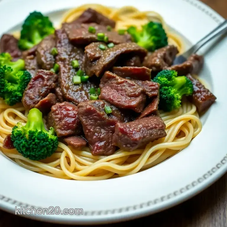 Savory Beef and Broccoli Noodles presentation