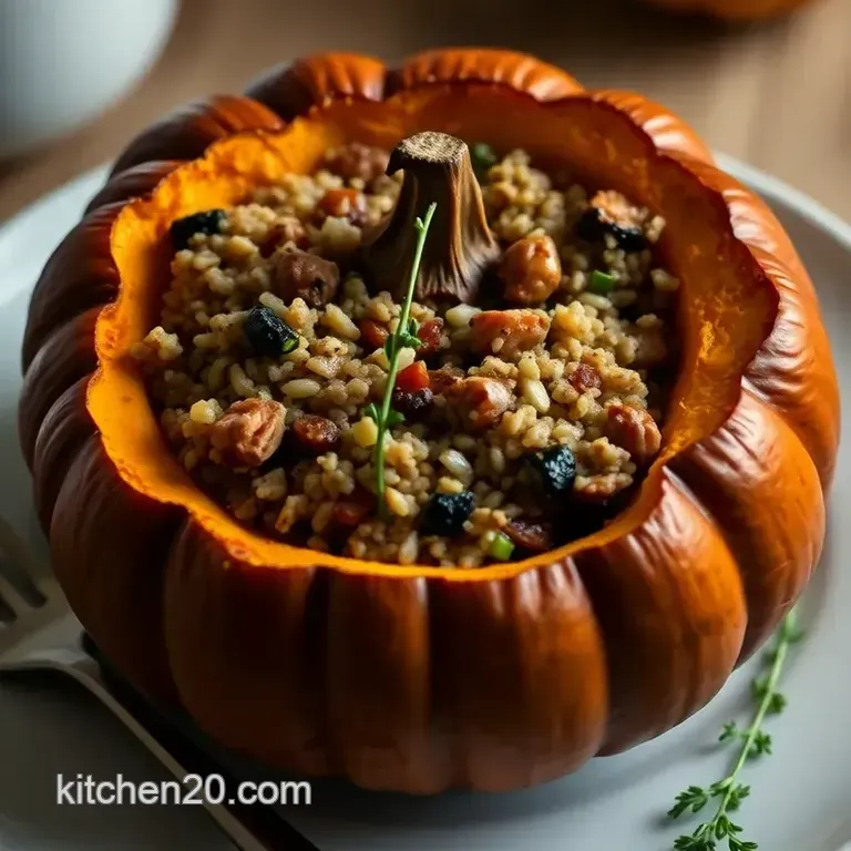 Savory Stuffed Pumpkin: Autumn’s Bright and Flavorful Delight presentation