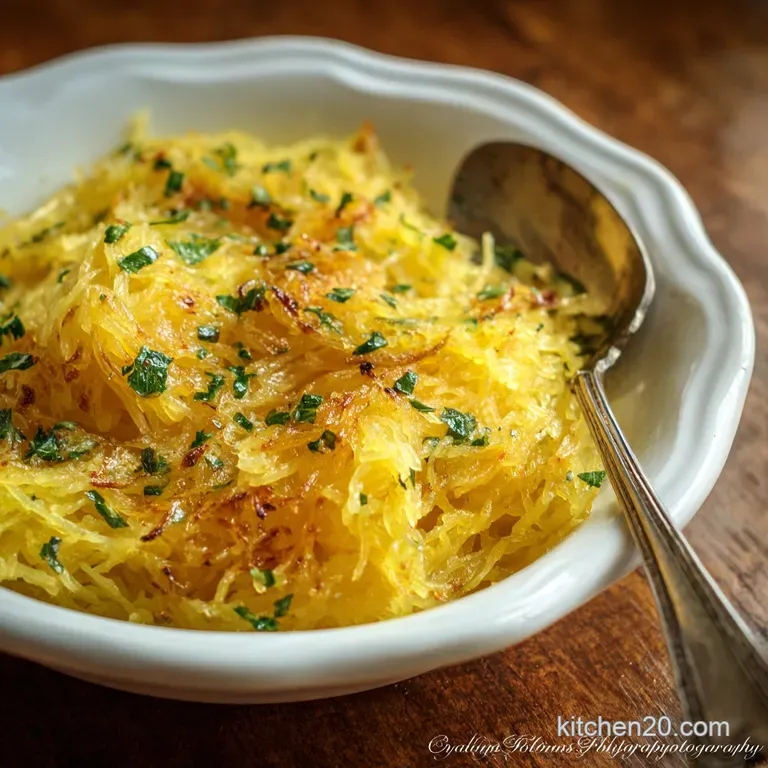 Baked Spaghetti Squash: Browned Butter Herbs presentation