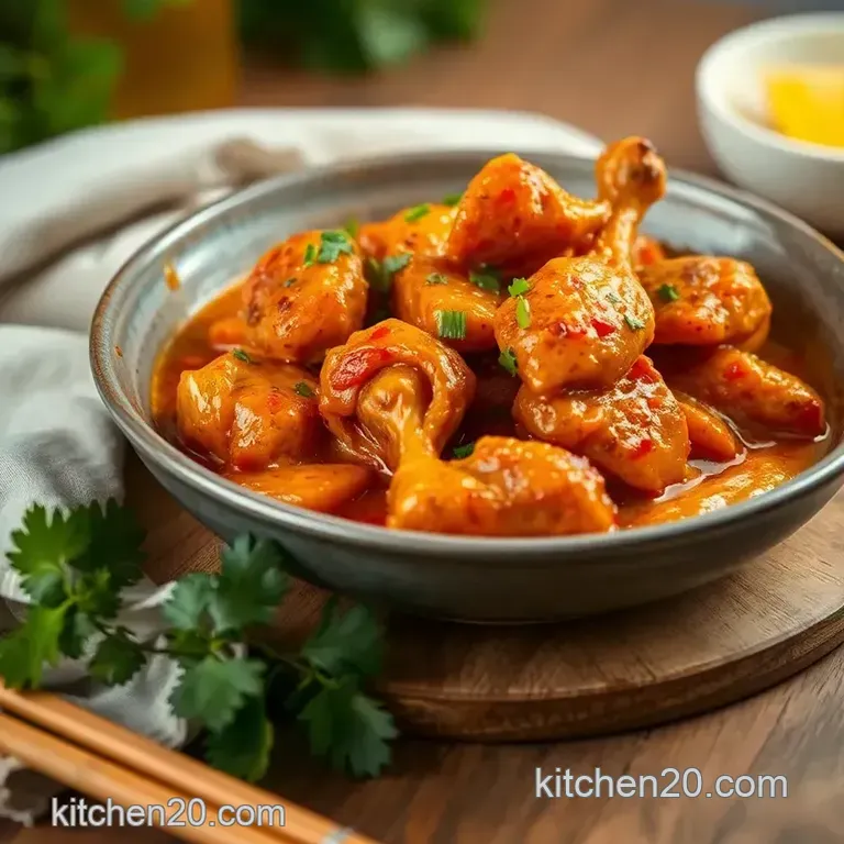 Sear Chicken in Yellow Chili Sauce presentation