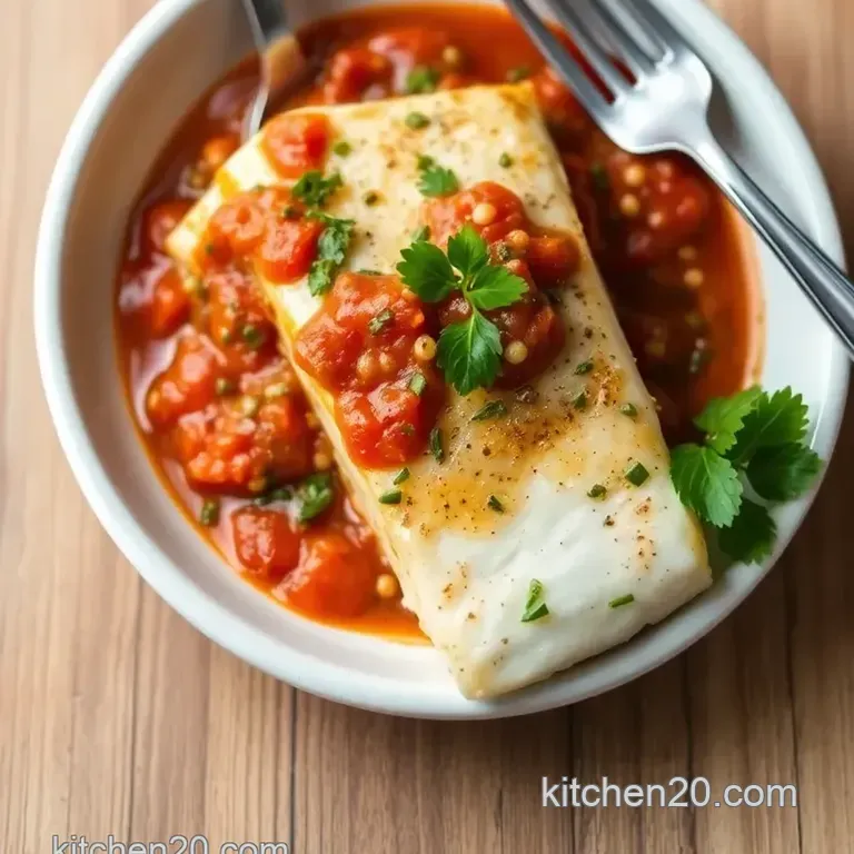 Sear Halibut in Zesty Marinara Sauce: A Flavorful Seafood Delight presentation