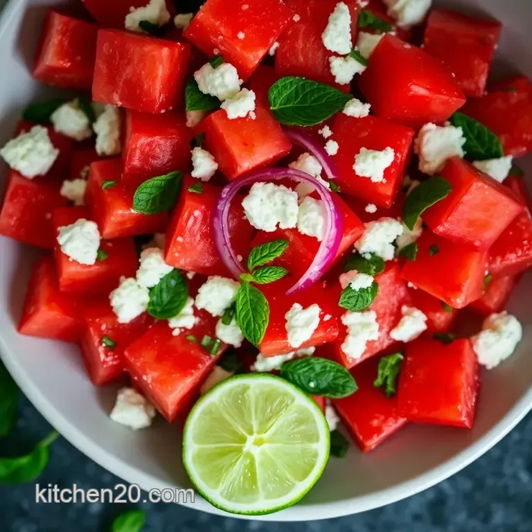 Seeded Watermelon Salad with Mint and Feta presentation