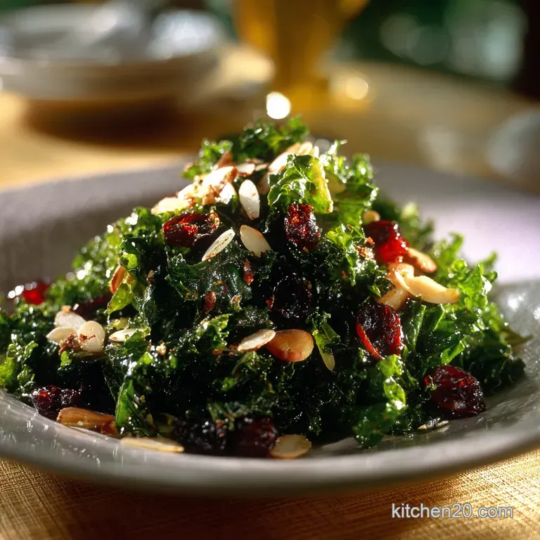 Thanksgiving Salads: Shaved Brussels Sprout Kale Salad with Whipped Cranberry Vinaigrette presentation