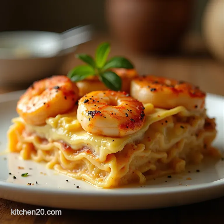 The Great British Bakeoff Challenge Seafood Lasagna with Shrimp Crab B&eacute;chamel presentation