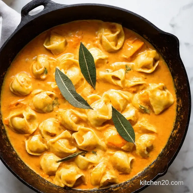 Skillet Sweet Potato Sage Tortellini presentation
