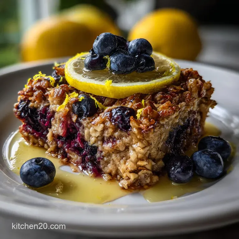 Blueberry Baked Oatmeal: Sliceable Lemon Zest Casserole presentation