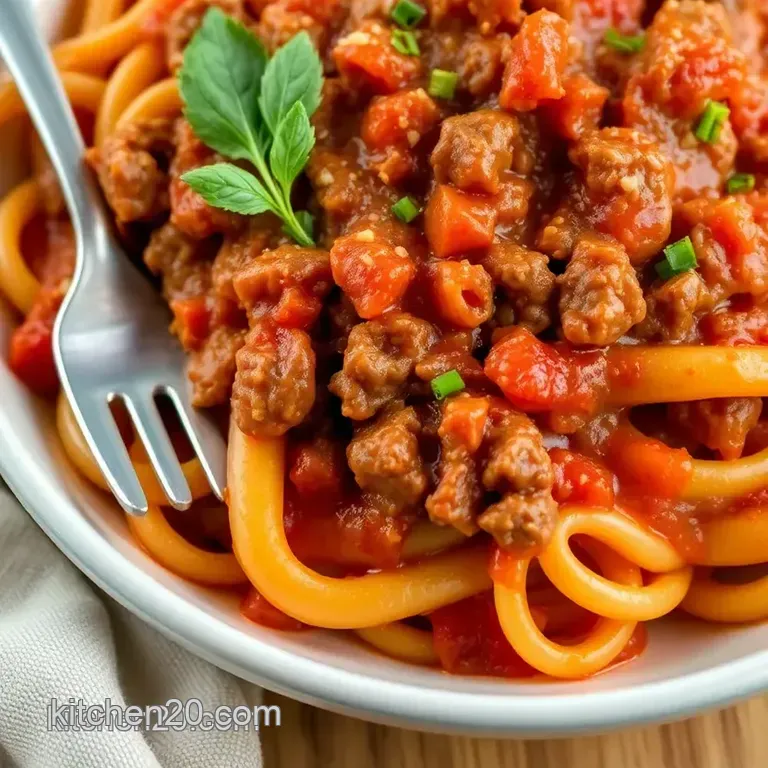 Slow Cooker Beef Pasta with Rich Tomato Sauce presentation