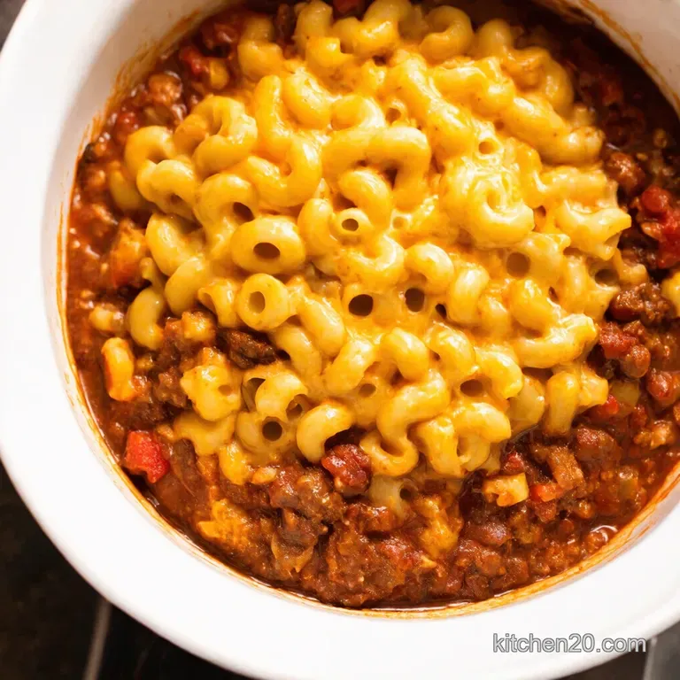 Slow Cooker Chili Mac and Cheese presentation