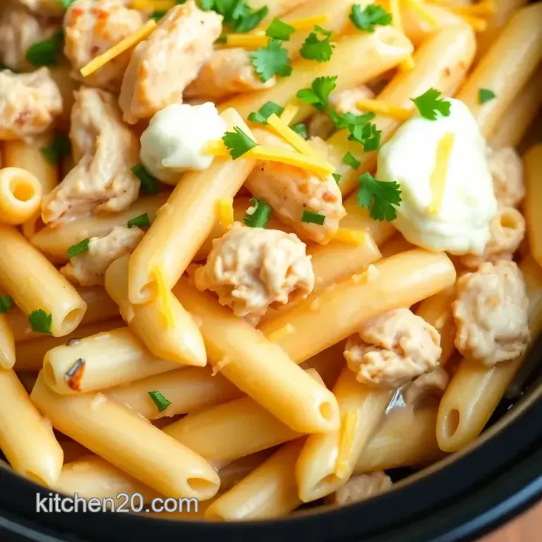 Slow Cooker Crack Chicken Penne Delight presentation