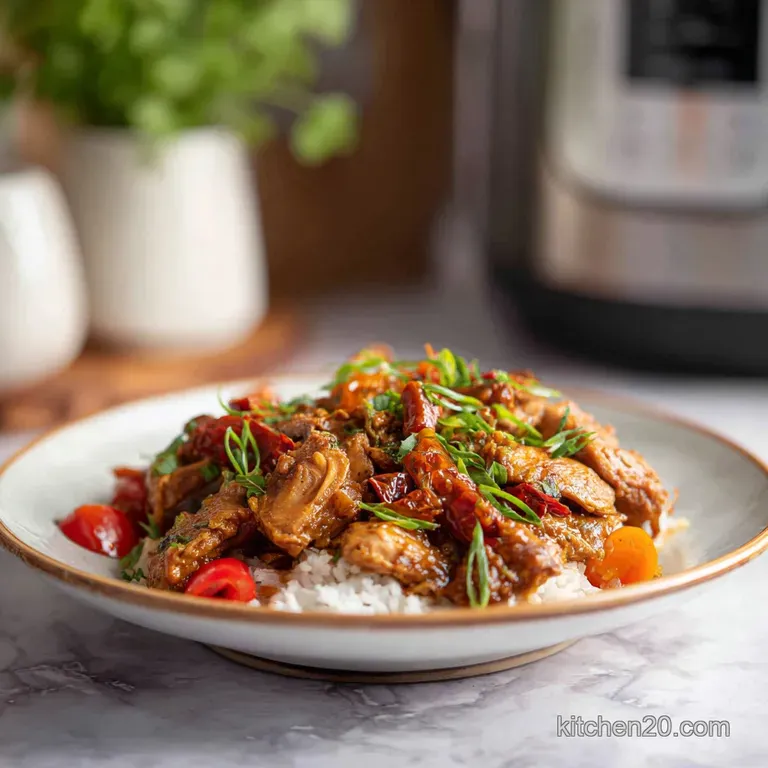 Golden-brown chicken pieces artfully arranged with vibrant green herbs and a creamy swirl on a white plate.