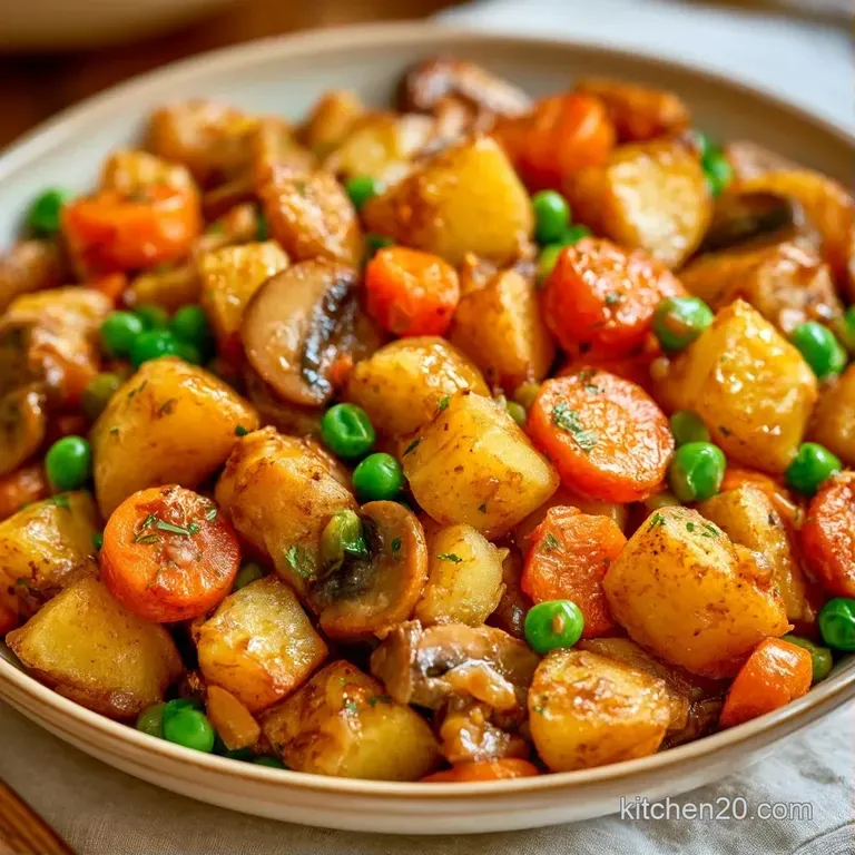 A generous serving of golden-brown vegetable bake on a ceramic plate, garnished with bright fresh parsley.