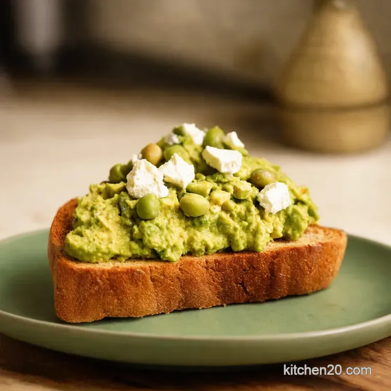 Smashed Broad Bean Feta Toast with Mint Chilli presentation