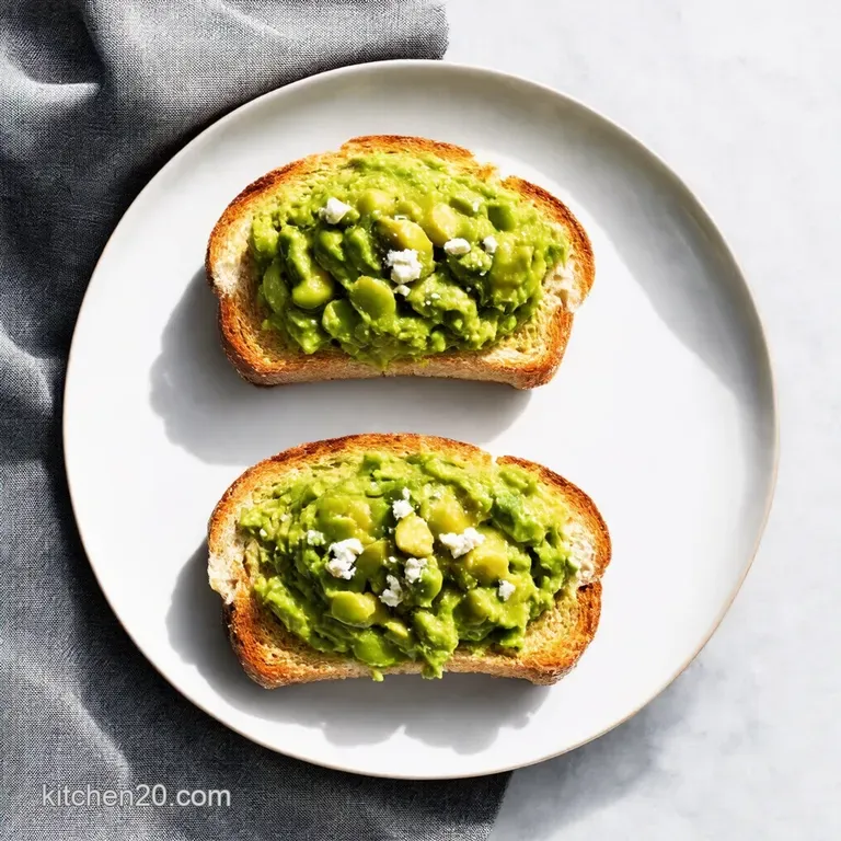 Smashed Broad Bean Feta Toast with Mint Chilli