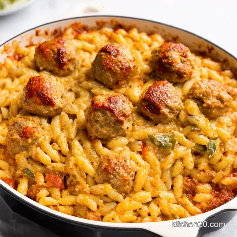 Speedy Meatball and Orzo Bake