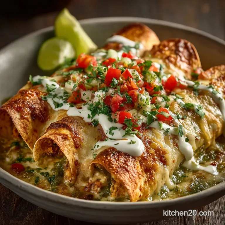 Cheesy Chicken and Tomatillo Triumph Speedy Salsa Verde Enchiladas presentation