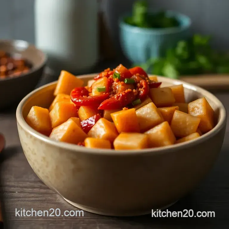 Spicy Korean Rice Cakes (Tteokbokki) presentation