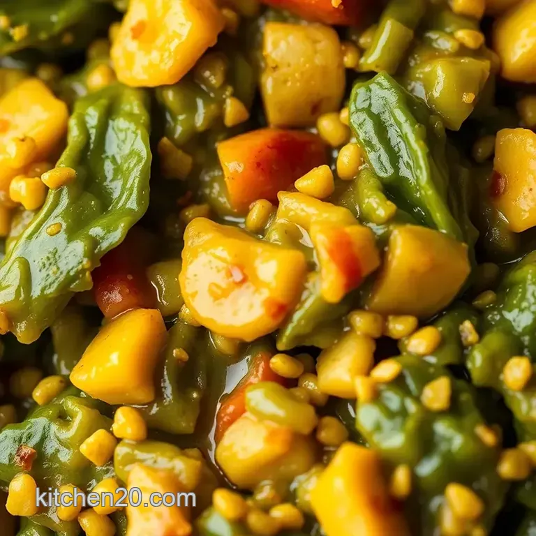 Spicy Southern Braised Mustard Greens with Smoky Bacon presentation