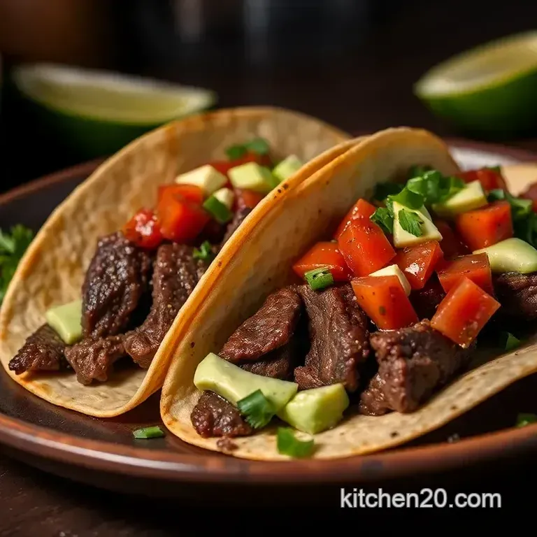 Spicy Steak Tacos with Fresh Salsa & Avocado Crema