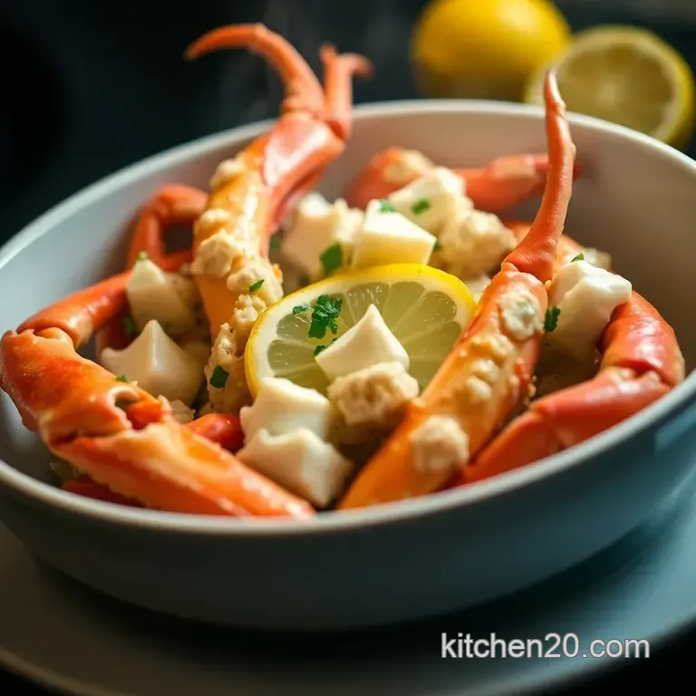 Steamed Dungeness Crab Legs with Garlic Herb Butter presentation