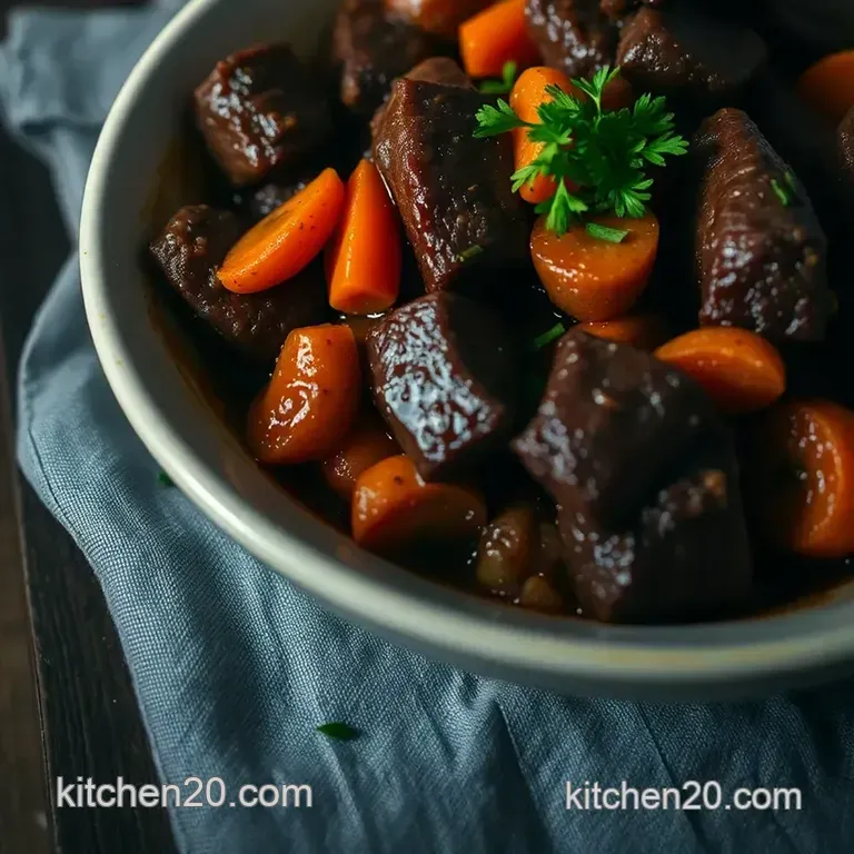 Sticky Braised Boneless Beef Short Ribs with Red Wine and Garlic presentation