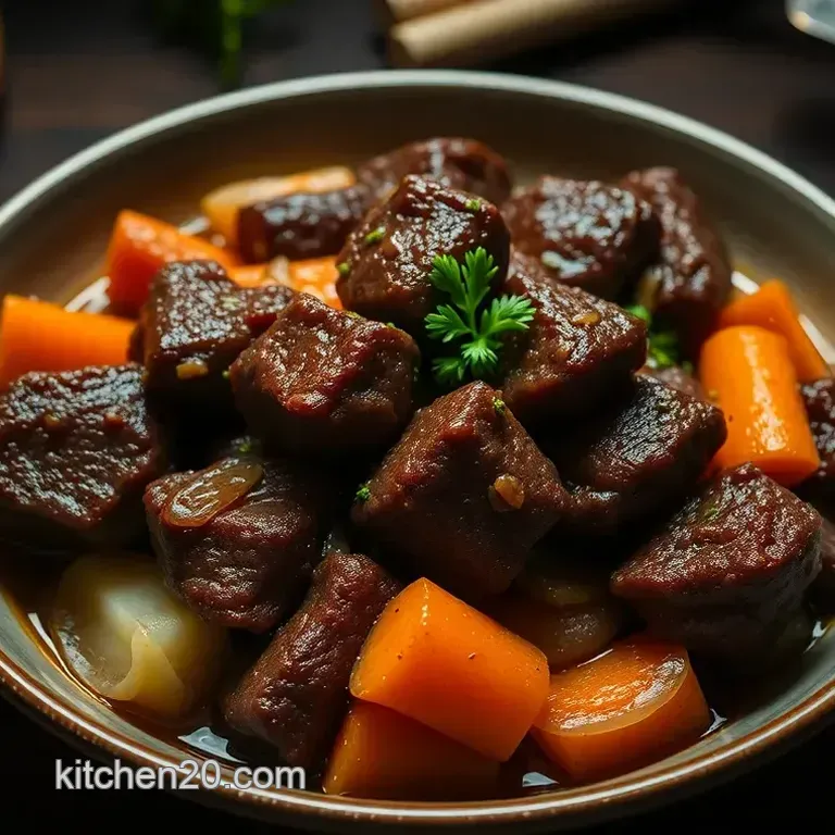 Sticky Braised Boneless Beef Short Ribs with Red Wine and Garlic