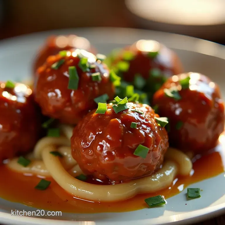 Properly Plump Sweet Sour Meatballs the Sticky Glaze Glories presentation