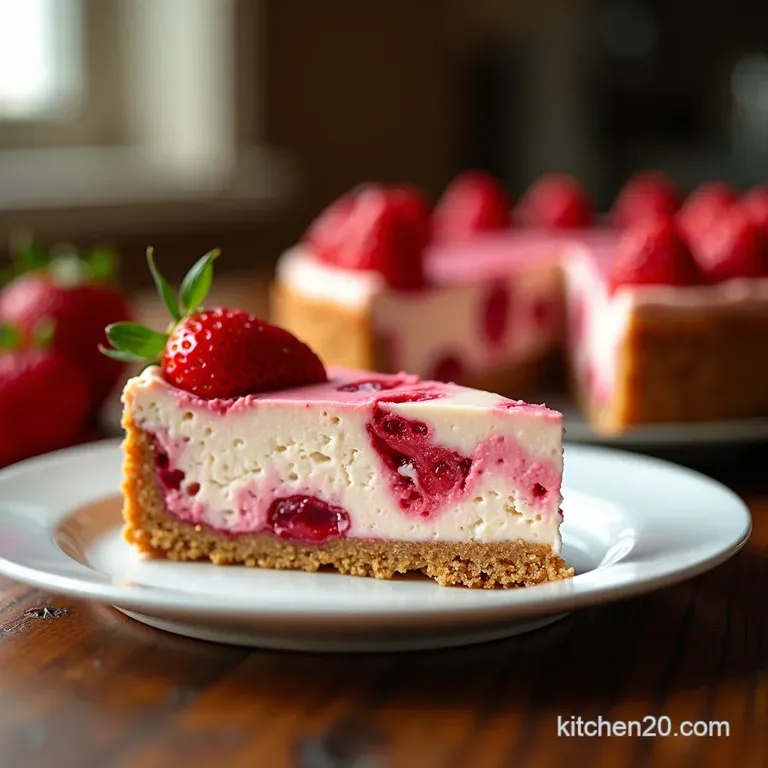 The Perfect P&acirc;tissiers Dream Tangy Strawberry Swirl Cheesecake presentation