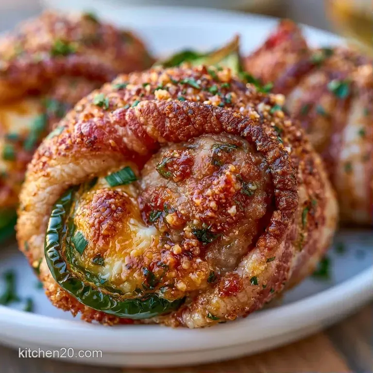A row of charred green peppers filled with savory meat on a slate platter, accented by a small bowl of cool cream dip.