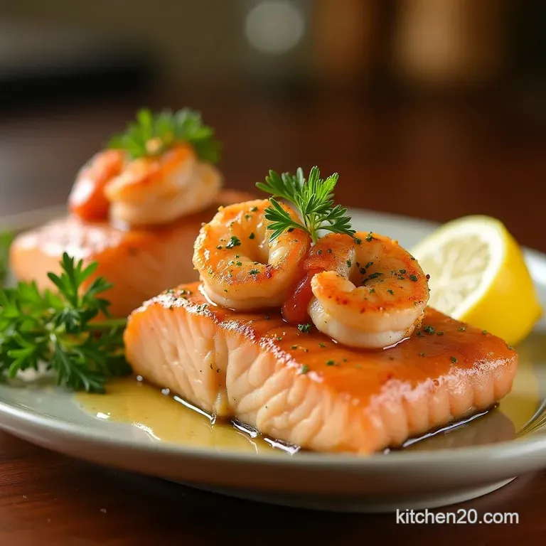 The Showstopper Jumbo Lump Crab Shrimp Stuffed Salmon Fillets with LemonDill Butter presentation