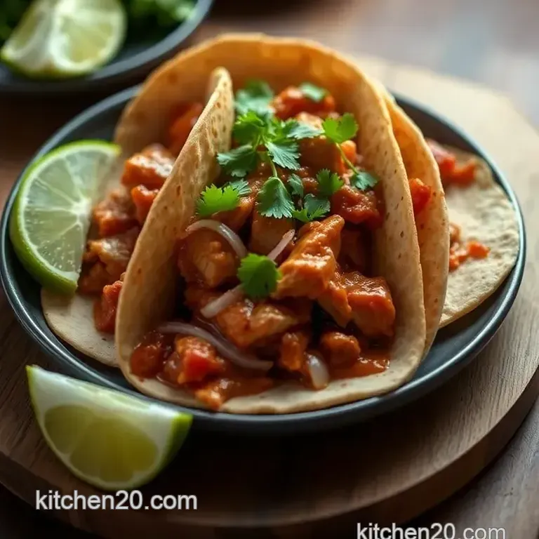 Succulent Chicken Tinga Tacos presentation