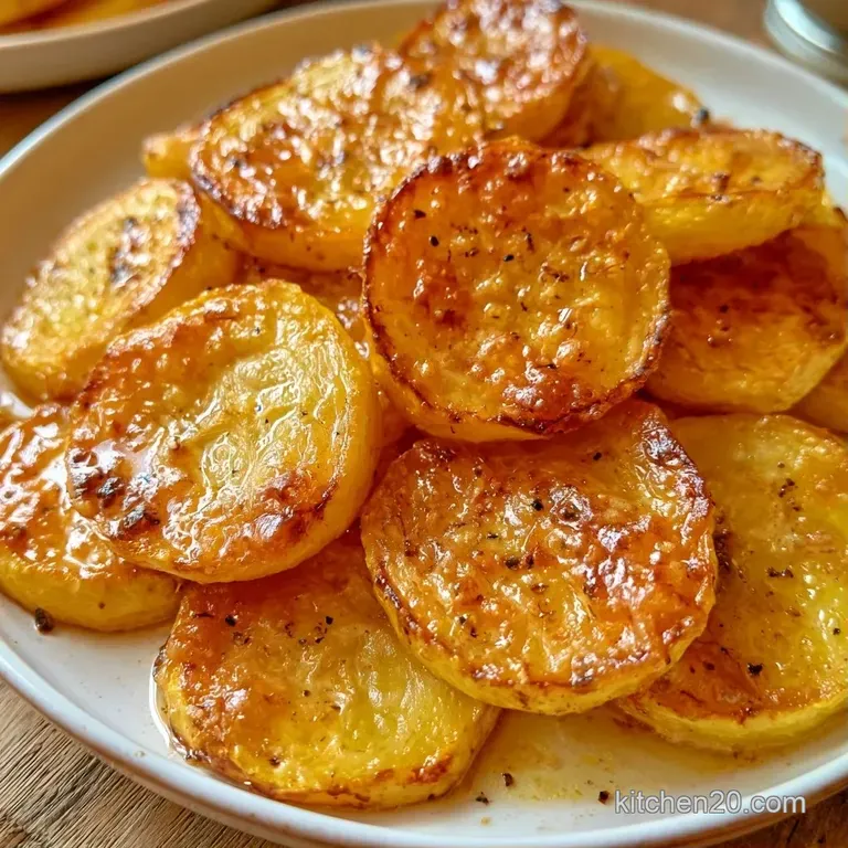 A creamy slice of baked squash served on a white ceramic plate, garnished with a sprig of fresh, bright green parsley.