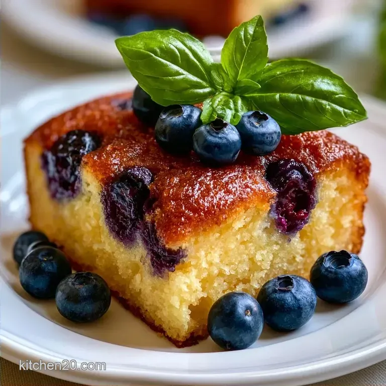 Greek Yogurt Sweet Blueberry Basil Breakfast Cake