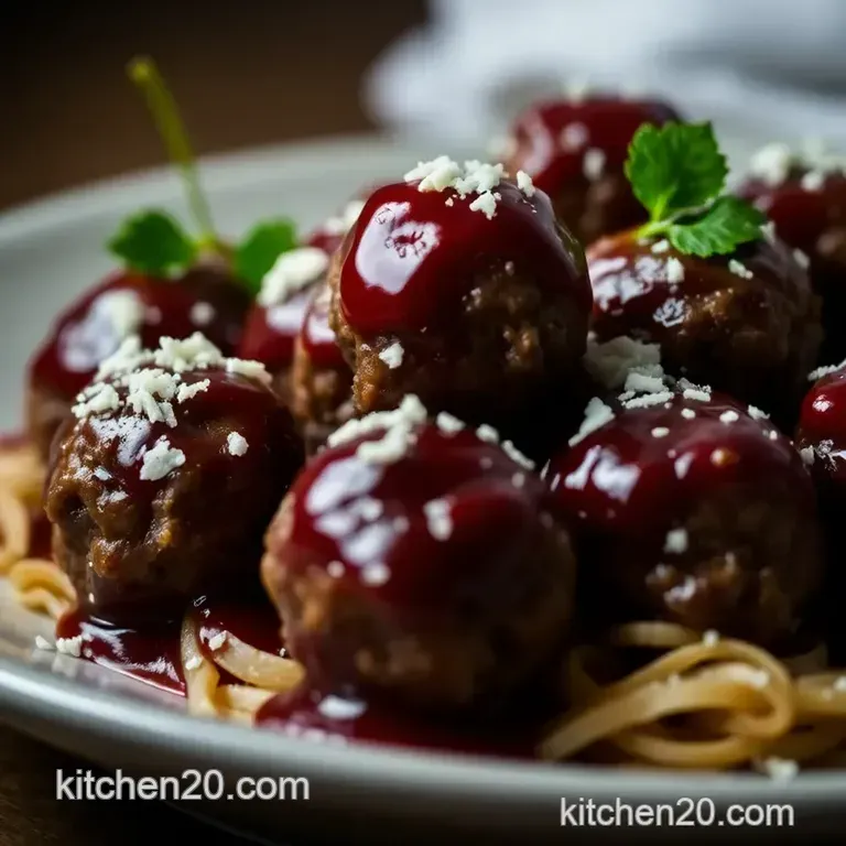 Sweet & Savory Grape Jelly Meatballs presentation