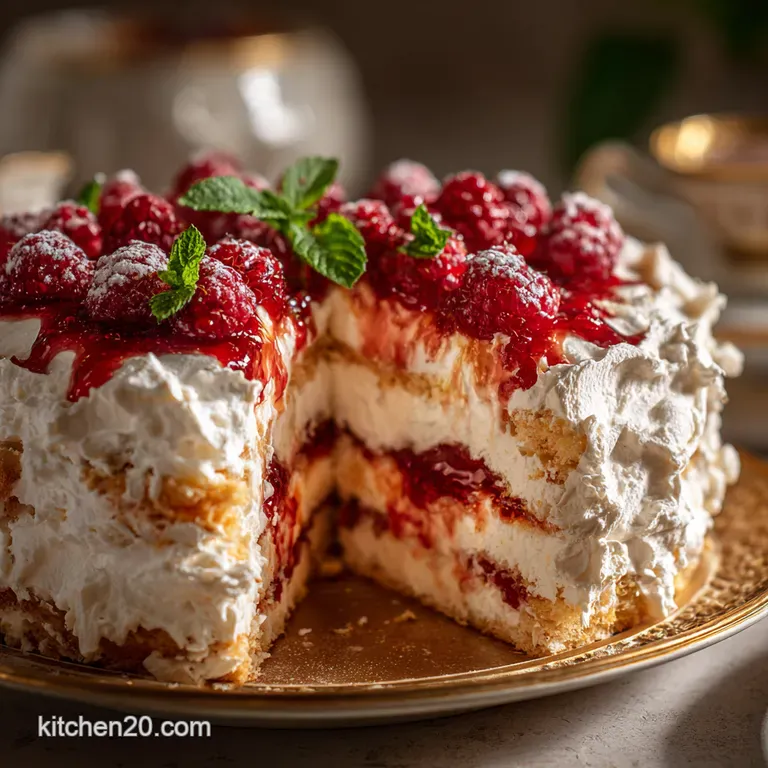 The Glorious Nobake Peach Elderflower Eton Mess Torte presentation