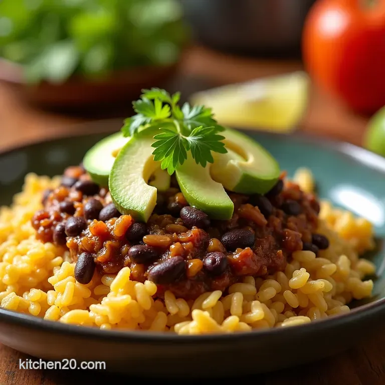The Handsoff Hero Slowcooker Black Bean Burrito Filling Zesty Rice presentation