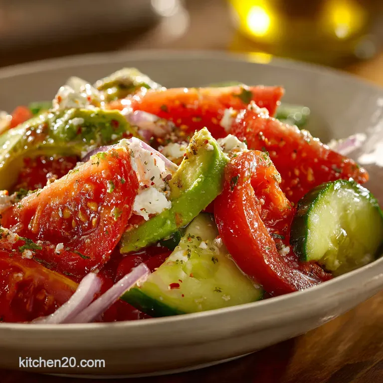 The Mediterranean Sunshine Salad Tomato Cucumber Avocado presentation